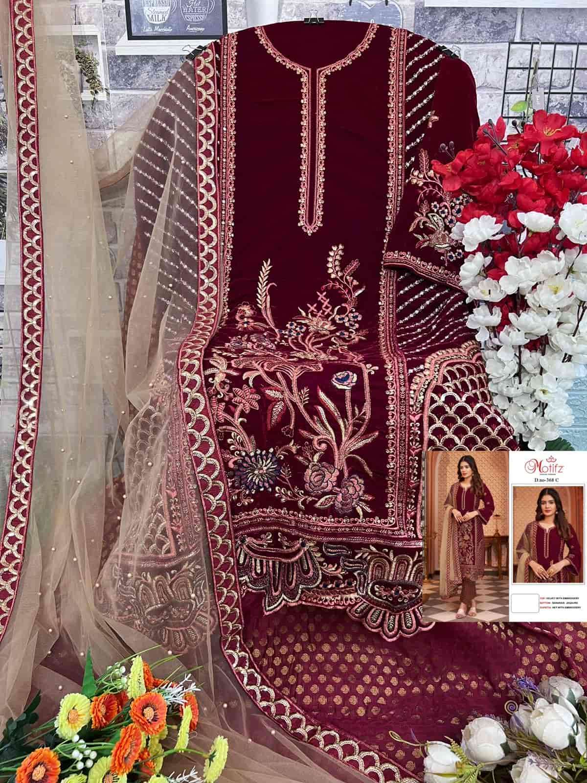 Motifz 368 Colors Pakistani Designer Velvet Salwar Suit Online view 5