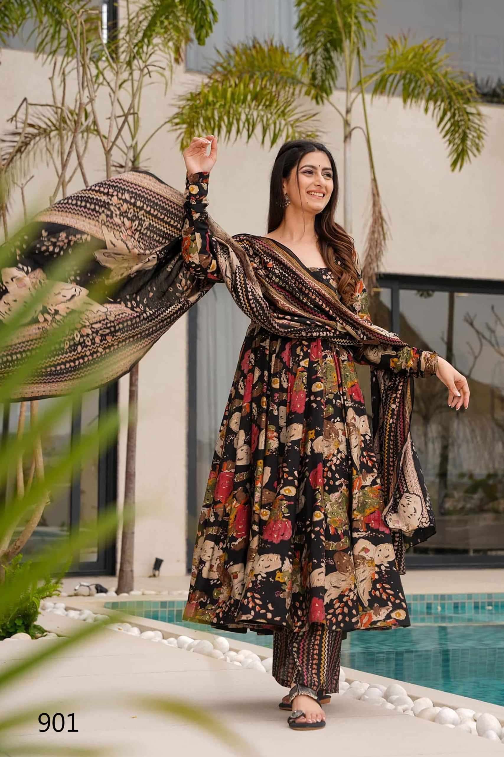 Lucaya Clora Vol 9 901 TO 907 Long Kurti Bottom Dupatta Collection Exploter view 2