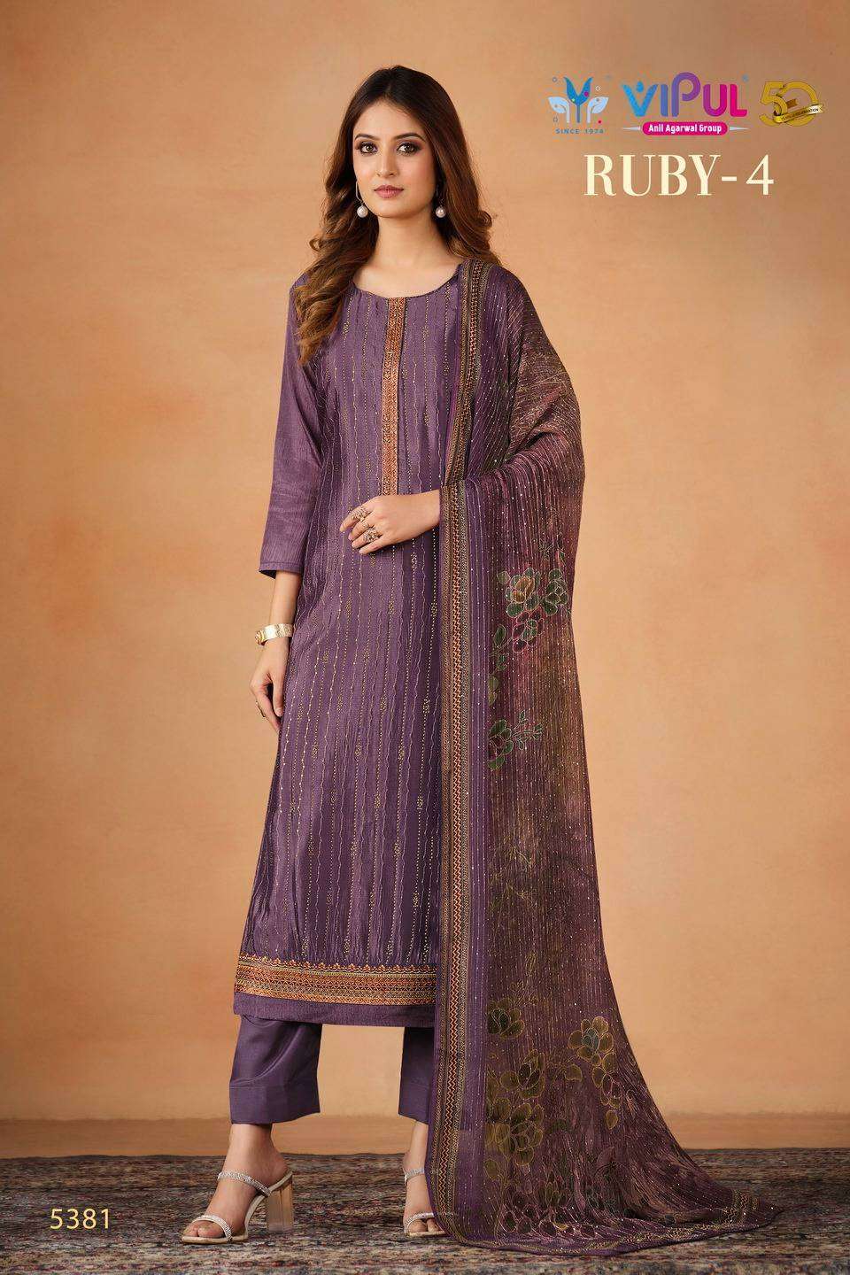 Vipul Ruby Vol 4 Fancy Straight Designs Festive Wear Dress Catalog Exporter view 2