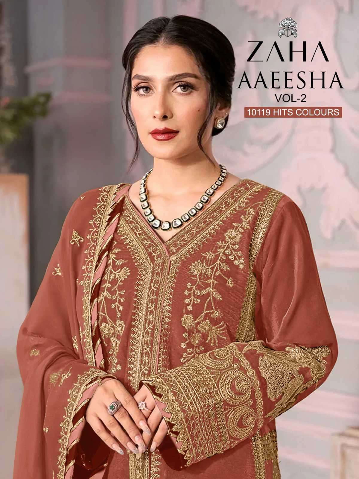 Zaha Aaeesha Vol 2 10119 D Colors Partywear Style Designer Pakistani Suit view 2