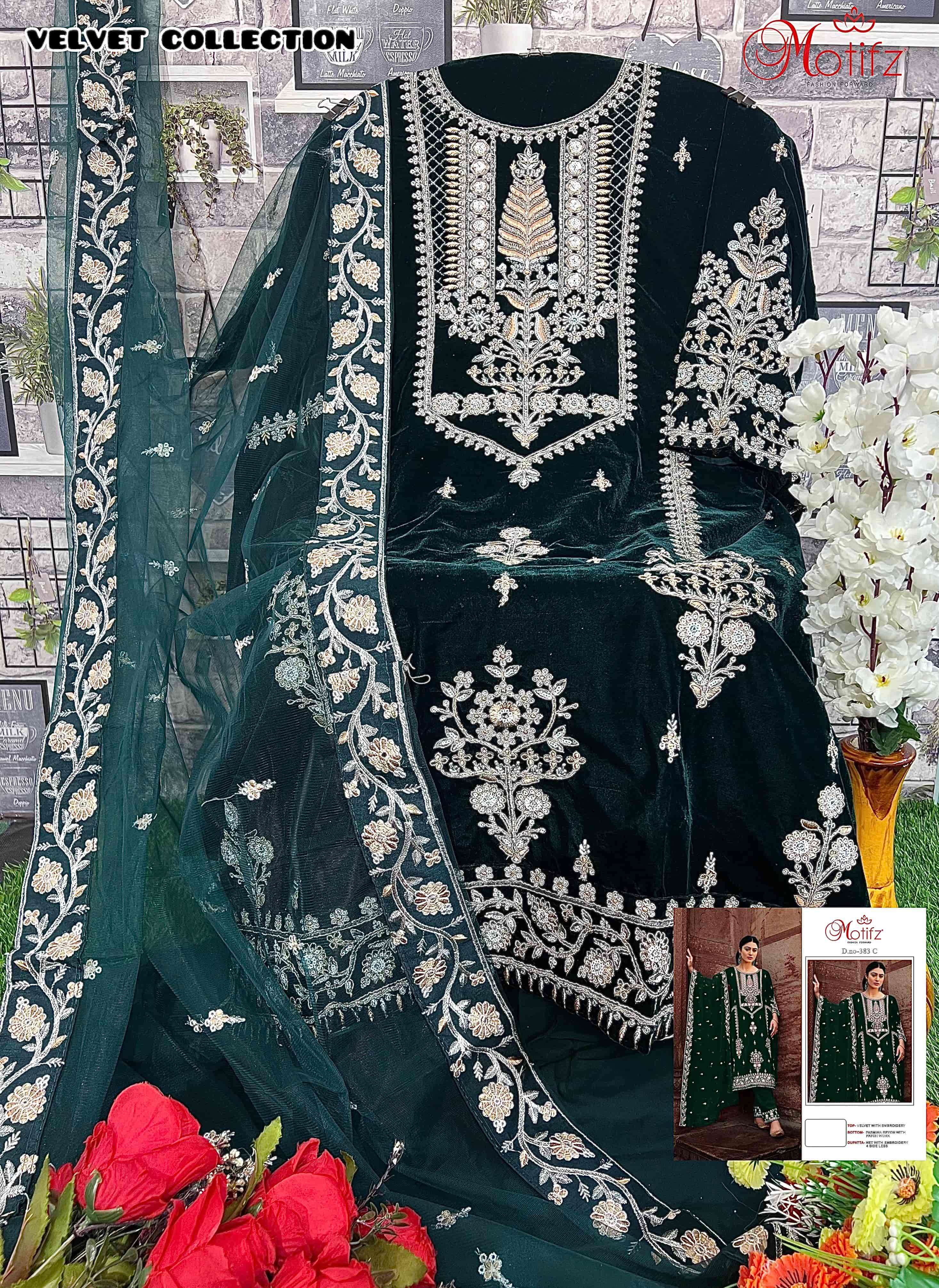 Motifz 383 Velvet Pakistani Designer Suit view 6