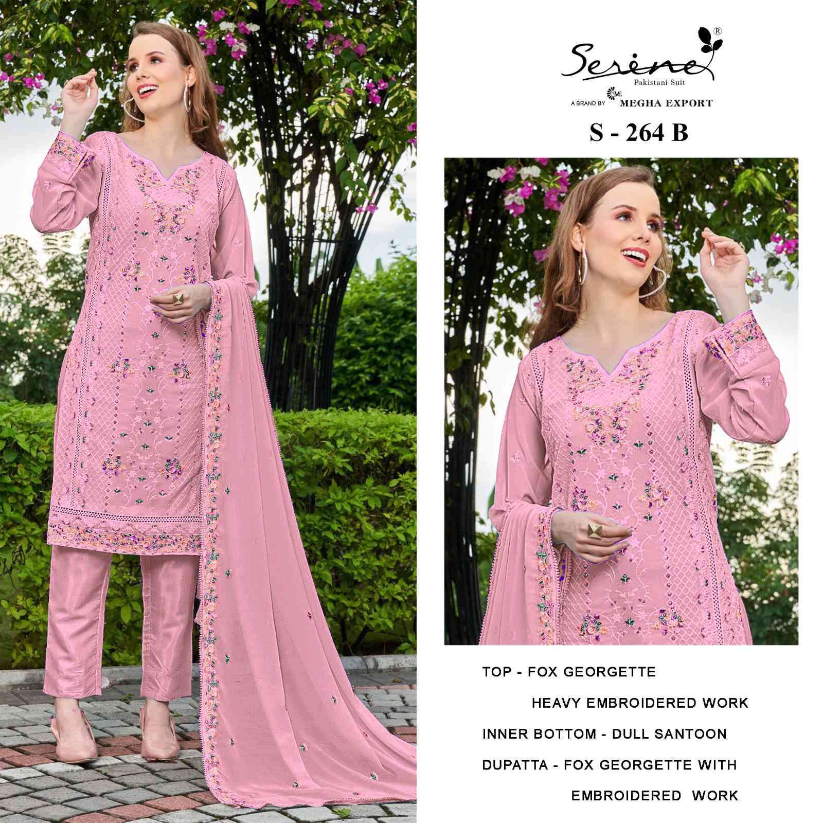 Serine S 264 Colors Pakistani Georgette Ladies Suit Catalog Wholesalers view 5