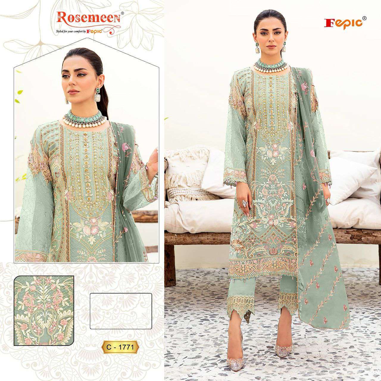 Fepic C 1771 Colors Designer Work Pakistani Suit Latest Collection view 6