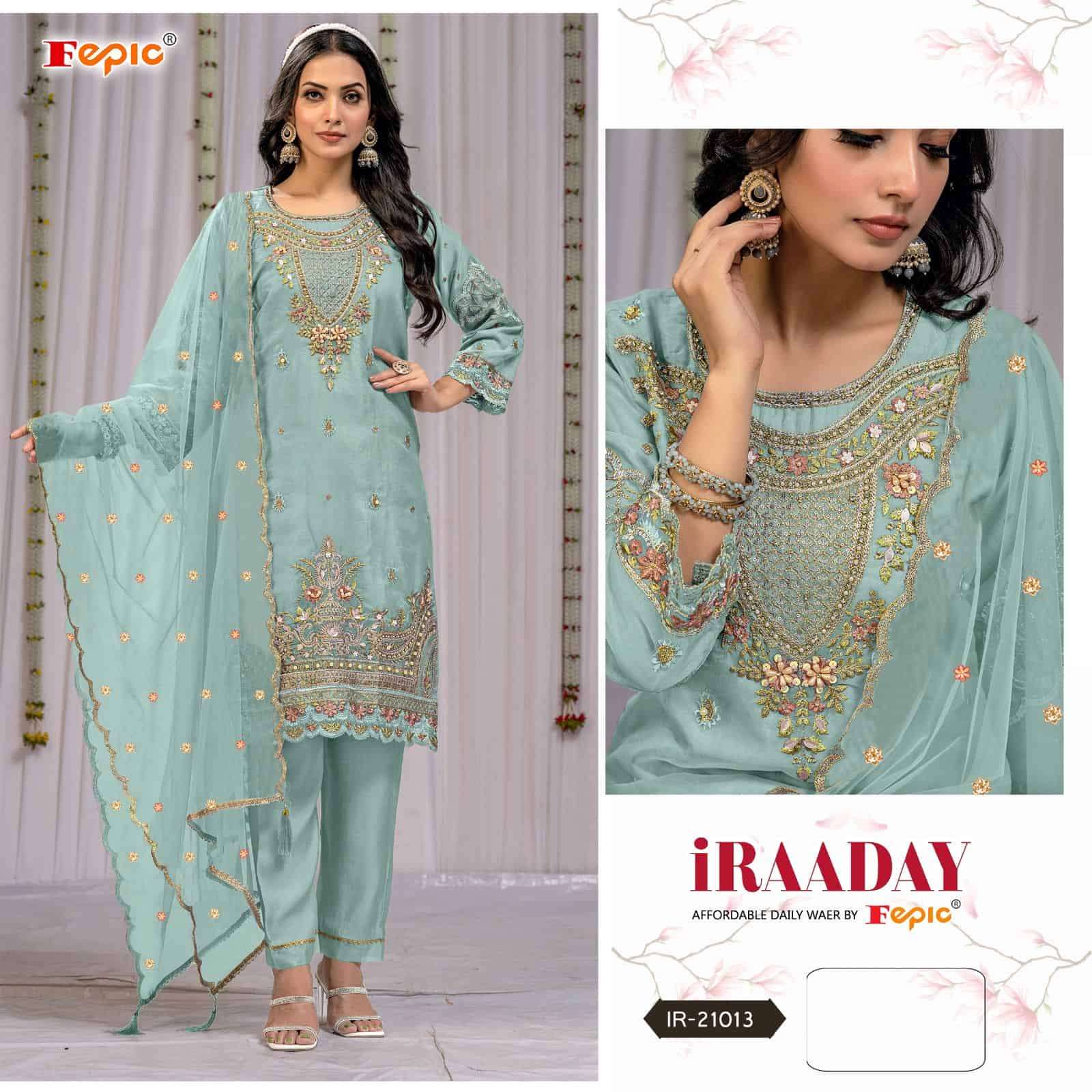 Fepic Iraaday IR 21013 Colors Pakistani Style Latest Organza Salwar Suit Wholesalers view 2