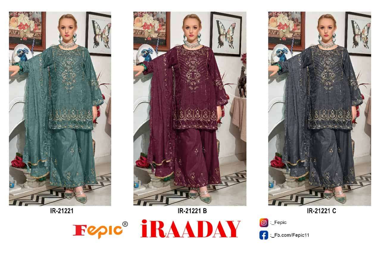 Fepic IR 21221 Colors Pakistani Style Organza Embroidered Salwar Suit Collection view 4