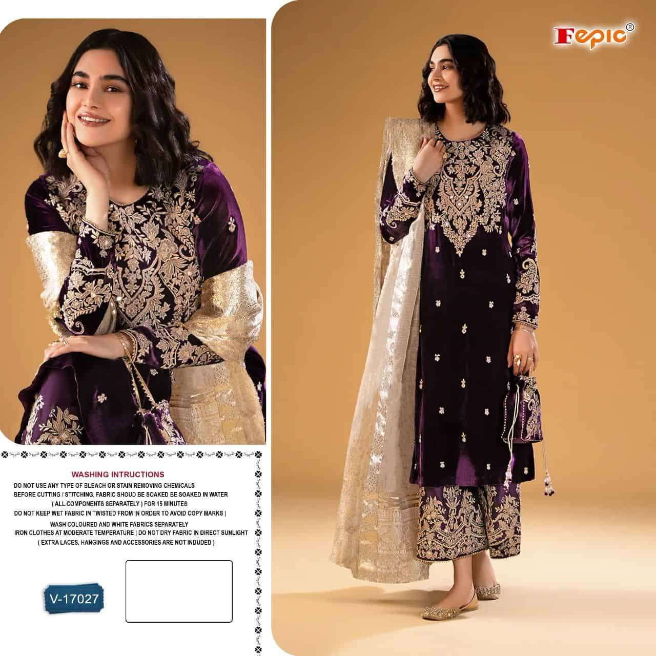 Fepic V 17027 Colors Festive Wear Style Heavy Designer Velvet Suit Online view 2