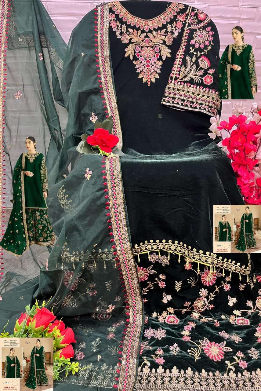 Shree Fabs Maria B Hit Velvet Collection 3187 Colors Pakistani Designer Suit Collection view 8