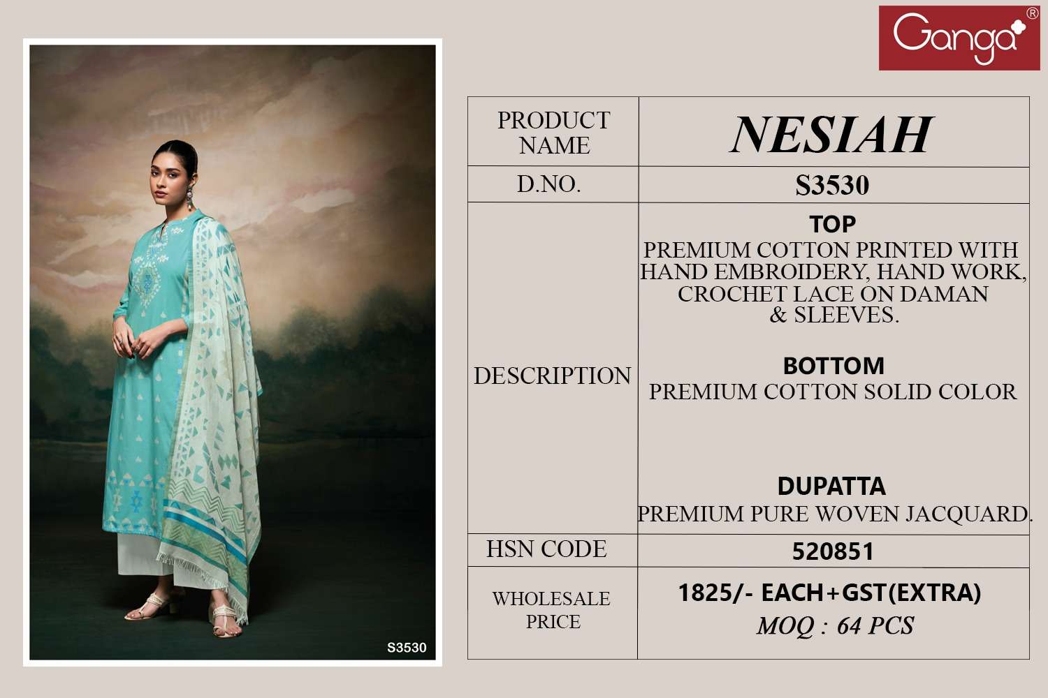 Ganga Fashion Nesiah 3530 Premium Designs Cotton Suit Collection view 4