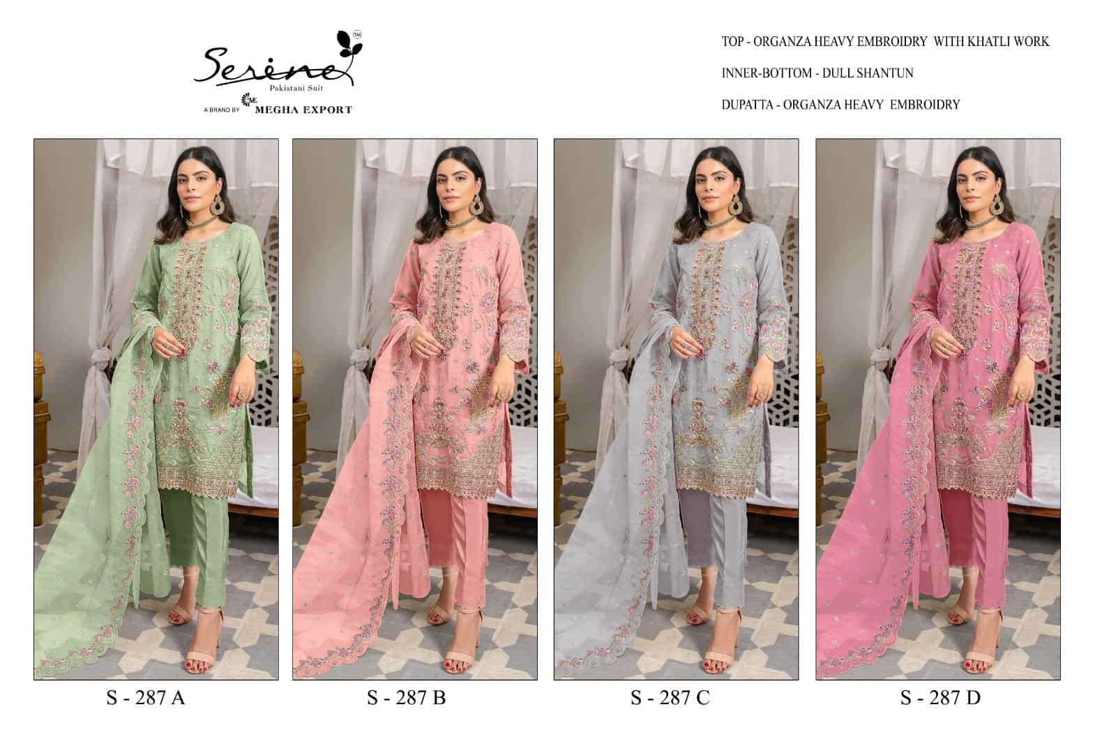 Megha Export S 287 Colors Organza Unstitched Pakistani Dress Glamour view 5