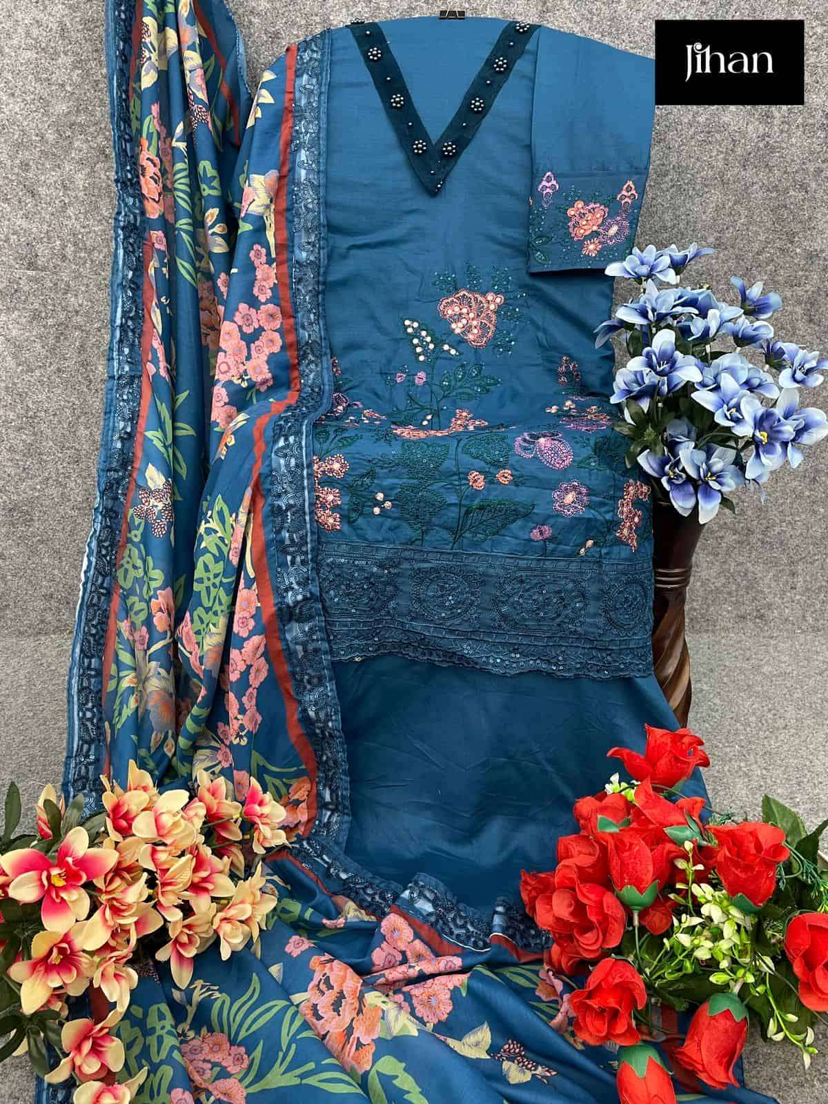 Jihan Maria B 3452 Colors Exclusive Latest Fancy Embroidered Cotton Dress Collection view 9
