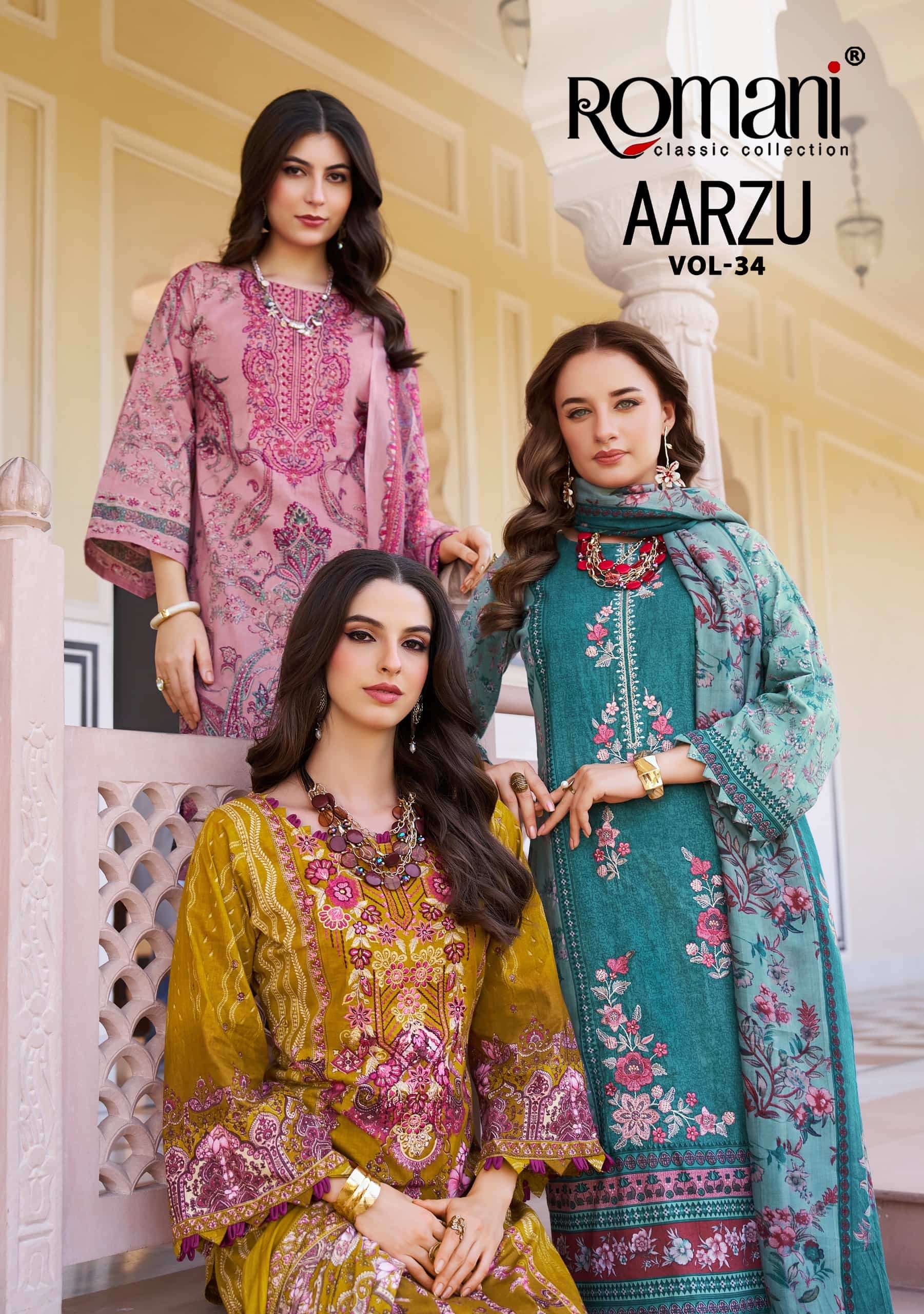 Romani Aarzu Vol 34 Unstitch Cotton Ladies Suit view 6