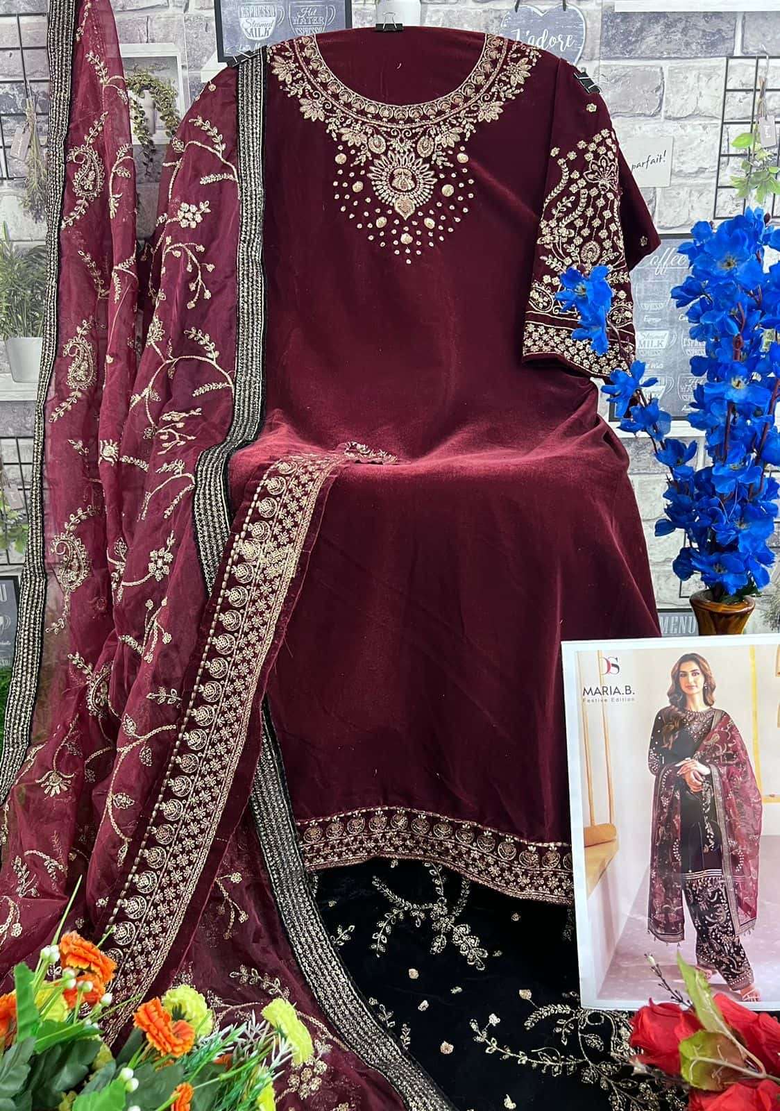 Deepsy Maria B Velvet Embroidered Suit view 5