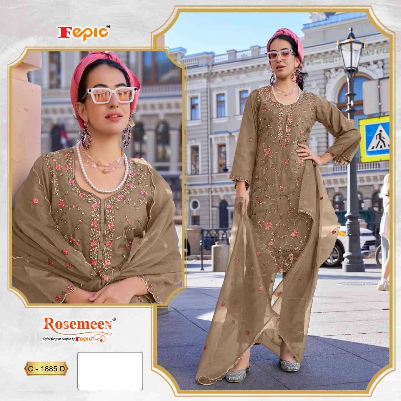 Fepic C 1885 Colors Pakistani Organza Embroidered Salwar Kameez Wholesalers view 4