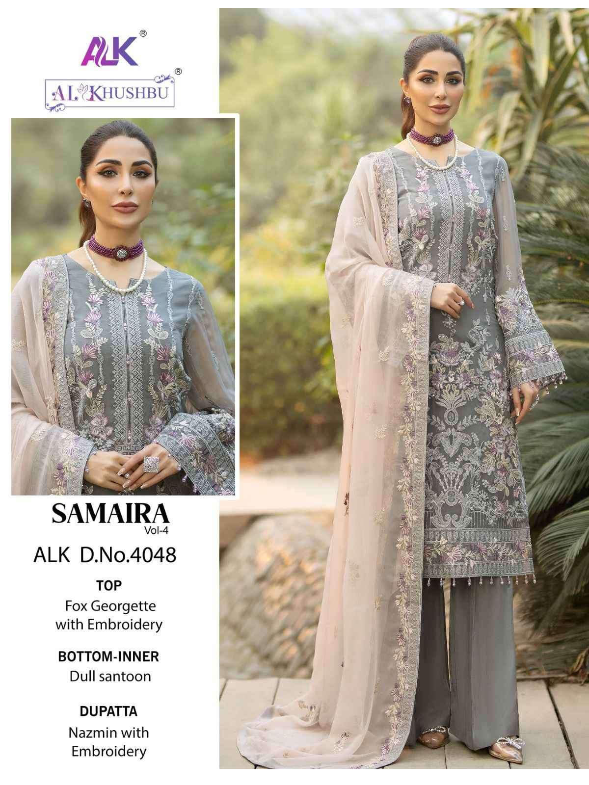 Al Khushbu Samaira Vol 4 Heavy Work Pakistani Suit New Collection view 2