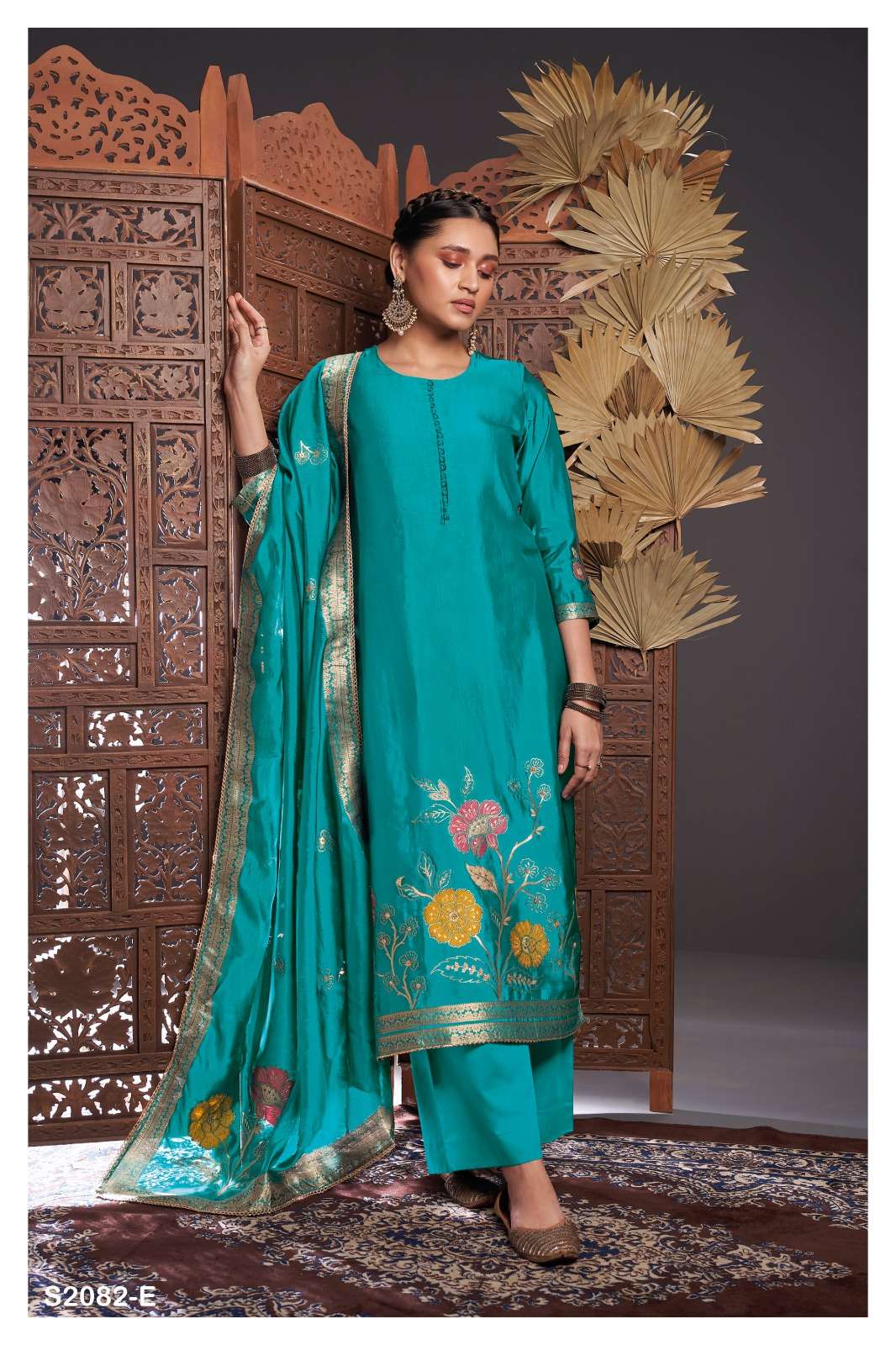 Ganga Rue 2082 E Wedding Collection Fancy Jacquard Silk Suit Designs