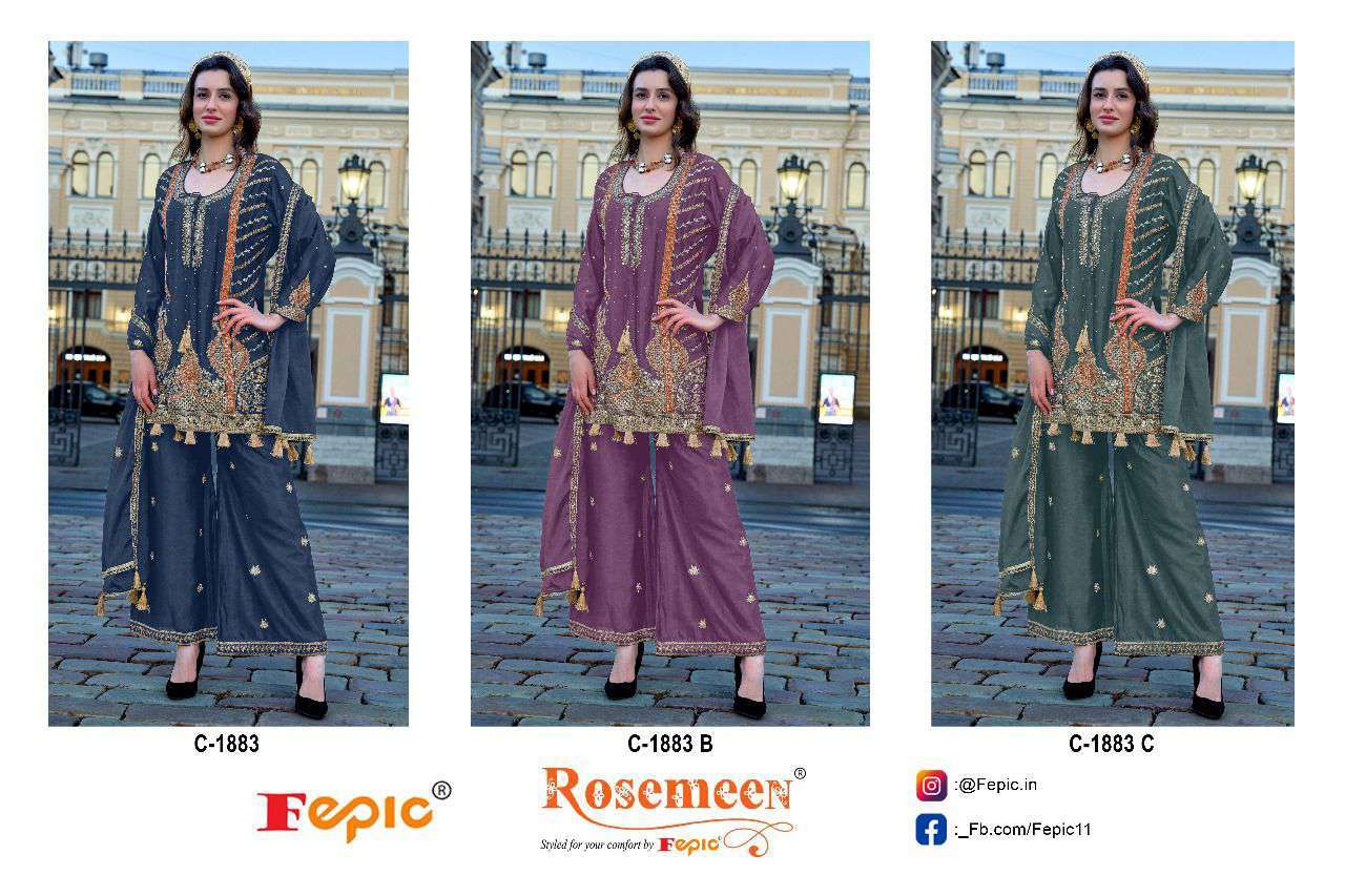 Fepic C 1883 Colors Partywear Style Pakistani Suit New Collection view 7