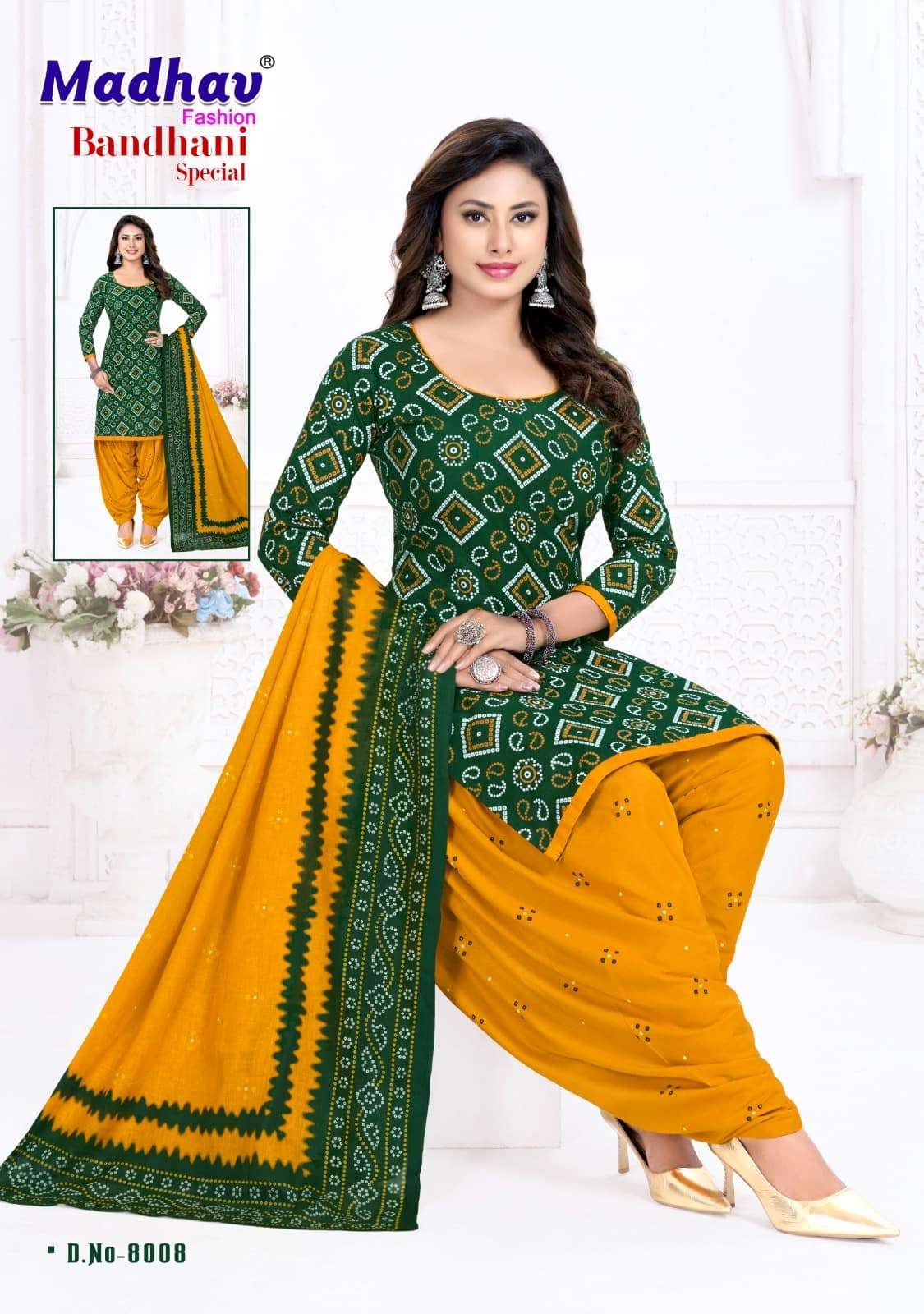 Madhav Fashion Bandhani Special Vol 8 Unstitch Cotton Bandhani Dress view 5