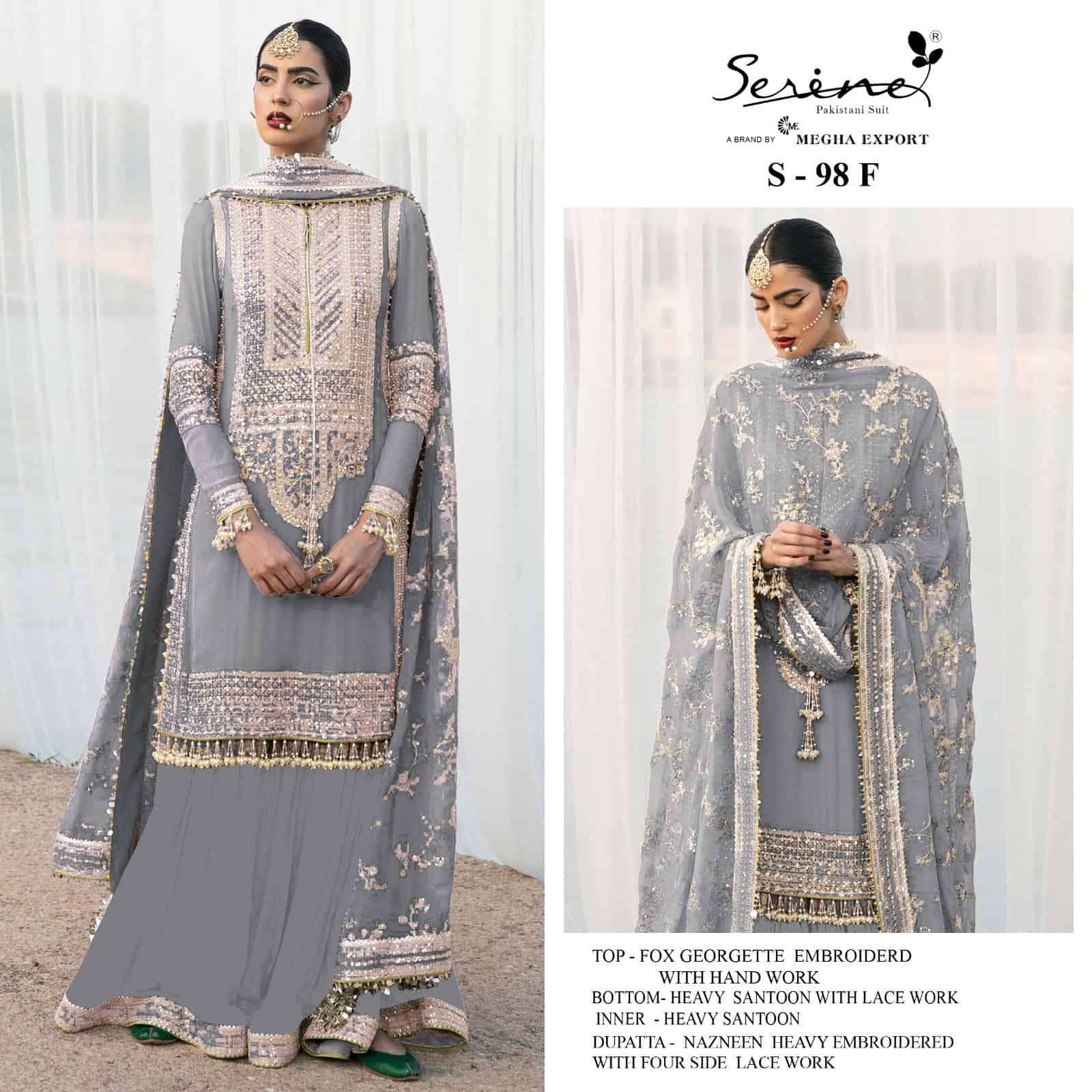 Megha Export Serine S 98 Colors Pakistani Designer Suit Catalog Collection view 2