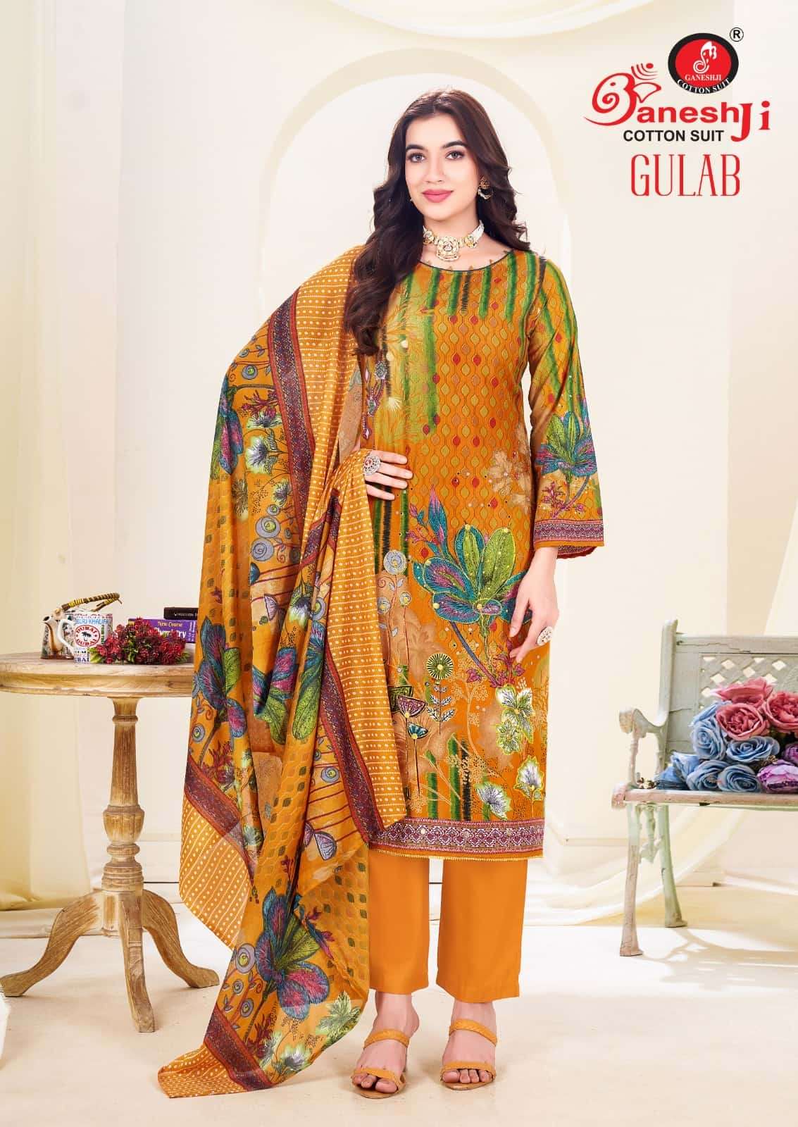 Ganeshji Gulab Vol 1 Unstitch Cotton Ladies Dress Catalog view 3